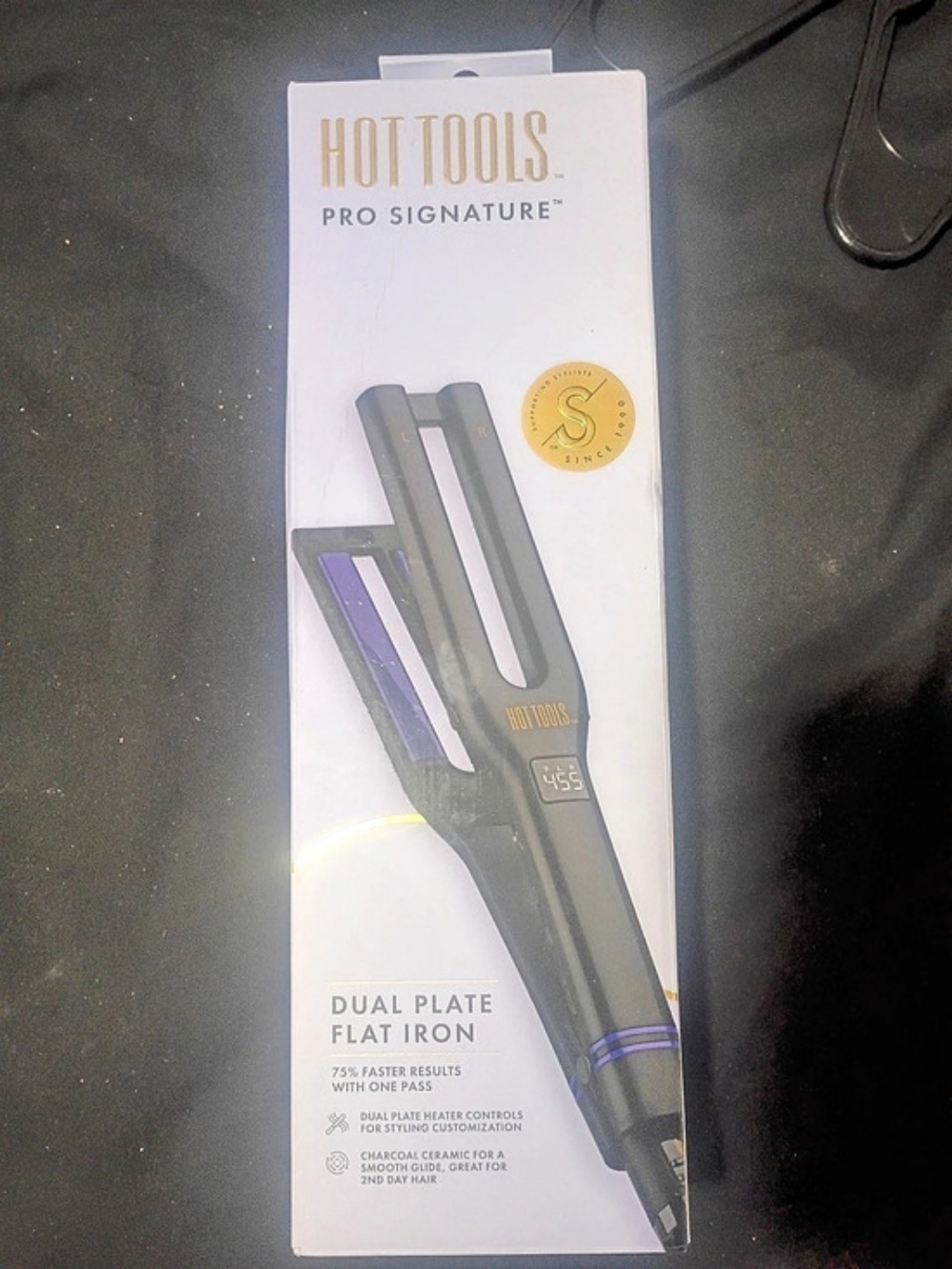 Hot Tools Pro Signature Dual Plate Flat Iron Black & Purple NWT